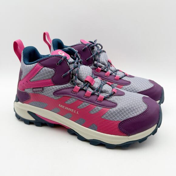 Merrell Kids Moab Speed 2 Mid Hiking Sneakers US 7 M Pink Purple Waterproof NIB - Picture 5 of 12
